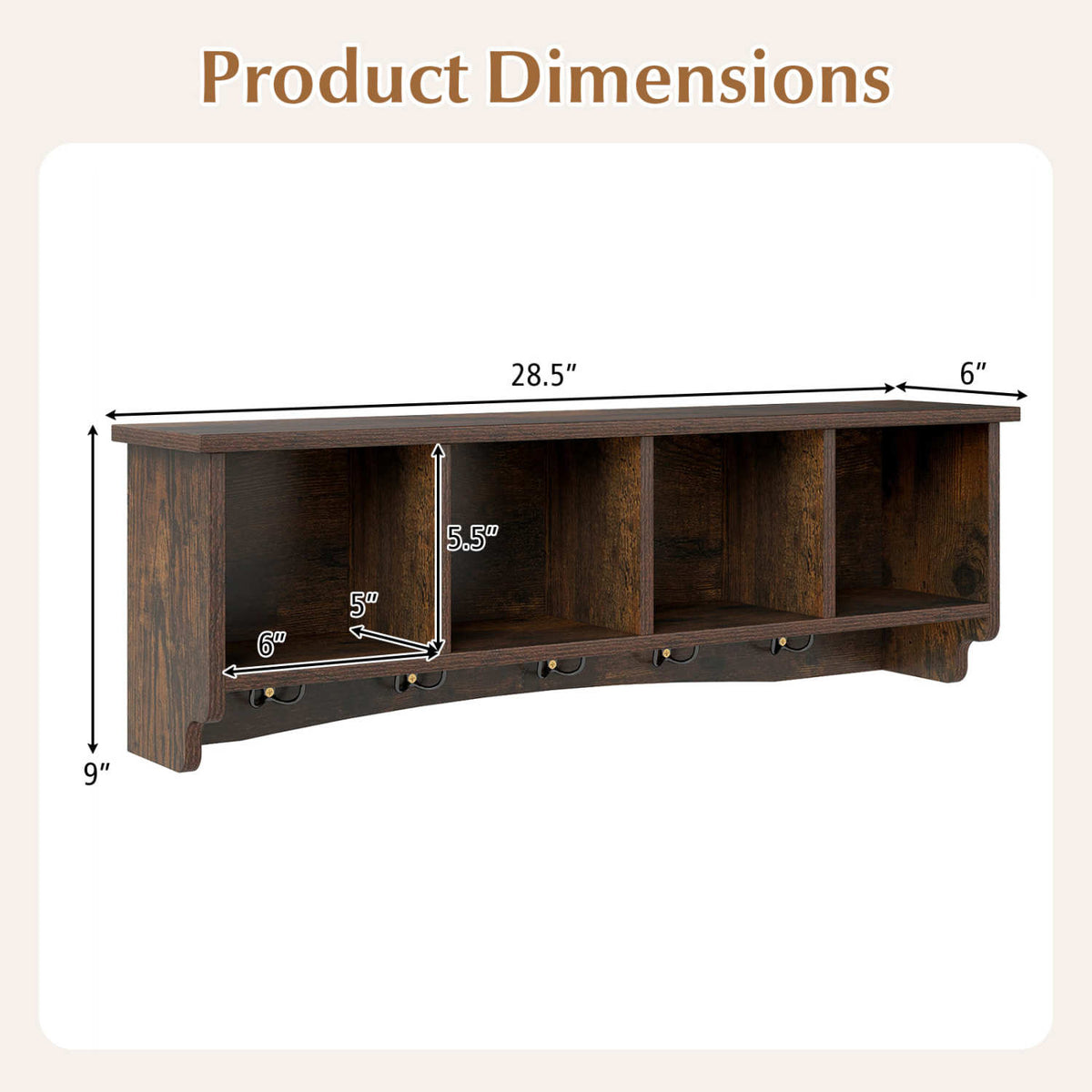 Wall-Mounted Storage Cabinet Hanging Entryway Shelf Coat Rack