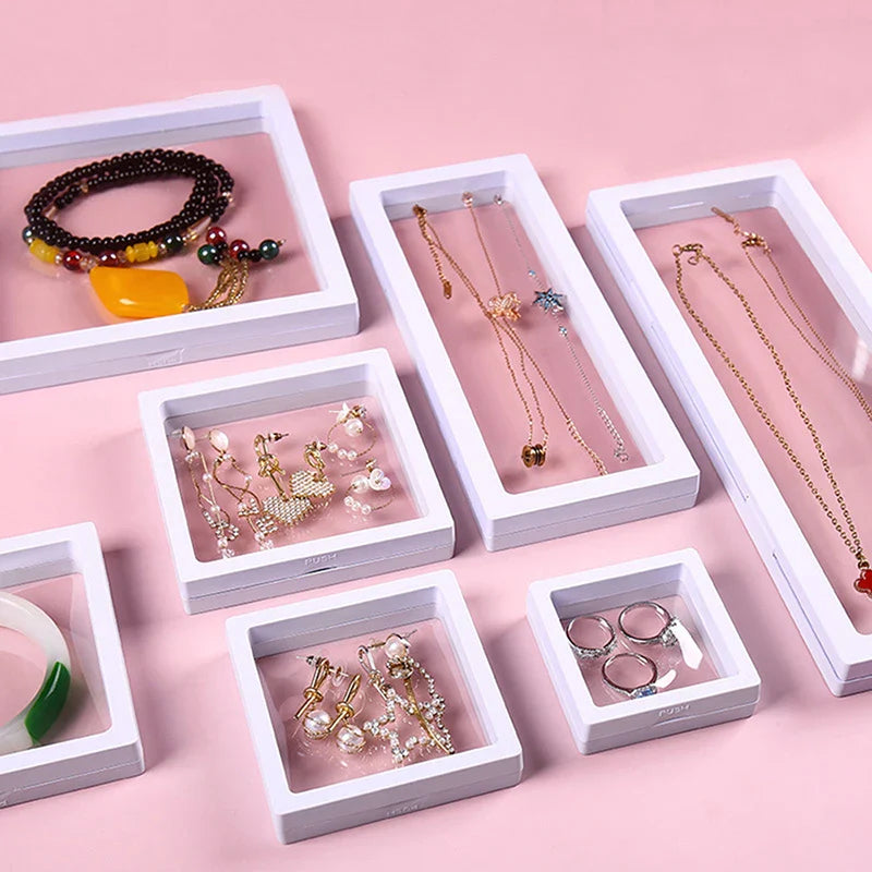 1Pc PE Film Jewelry Storage Box Brooch Coin Gems Jewelry Storage Box Dustproof Exhibition Decoration Floating Ring Case