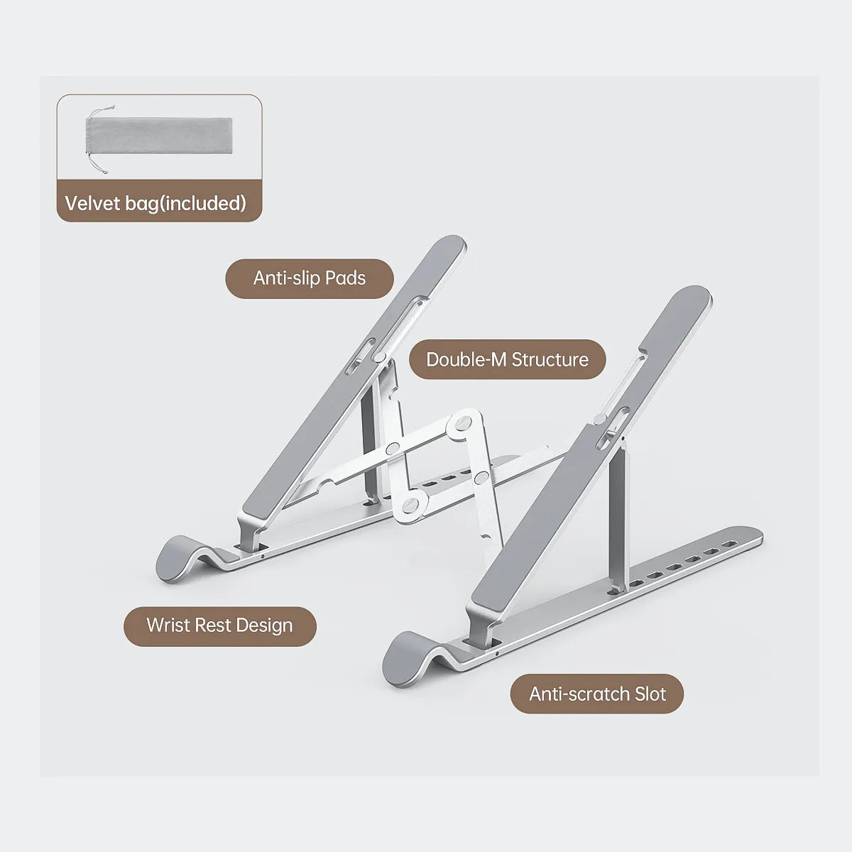 ORICO Foldable Laptop Stand Holder Riser Portable Adjustable Aluminum Notebook Stand Computer Stand 7 Angles for MacBook Tablets