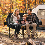 Heated Double Camping Chair with 4 Heating Zones and Wine Glass Holders