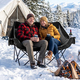 Heated Double Camping Chair with 4 Heating Zones and Wine Glass Holders