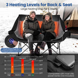 Heated Double Camping Chair with 4 Heating Zones and Wine Glass Holders