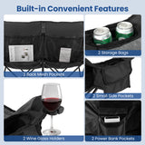 Heated Double Camping Chair with 4 Heating Zones and Wine Glass Holders