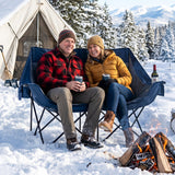Heated Double Camping Chair with 4 Heating Zones and Wine Glass Holders