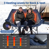 Heated Double Camping Chair with 4 Heating Zones and Wine Glass Holders