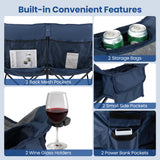 Heated Double Camping Chair with 4 Heating Zones and Wine Glass Holders