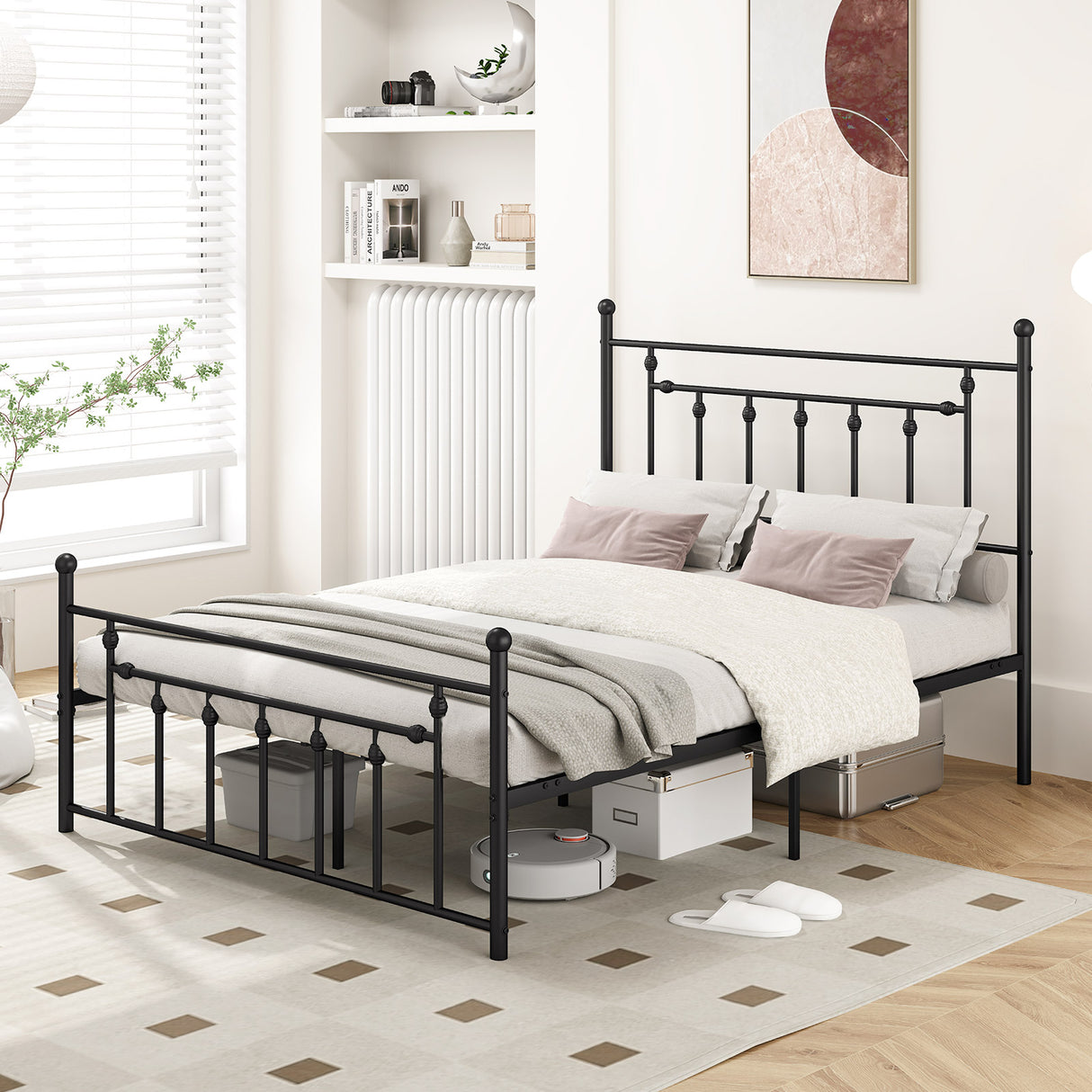 Full/Queen/Twin Size Heavy-duty Metal Bed Frame with Headboard