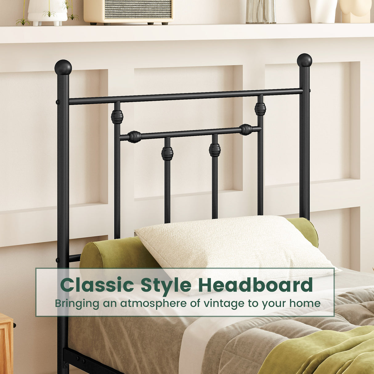 Full/Queen/Twin Size Heavy-duty Metal Bed Frame with Headboard