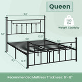 Full/Queen/Twin Size Heavy-duty Metal Bed Frame with Headboard