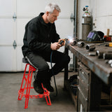 Heavy-Duty Aluminum Garage Bar Chair with 360Â° Swiveling Seat-Red