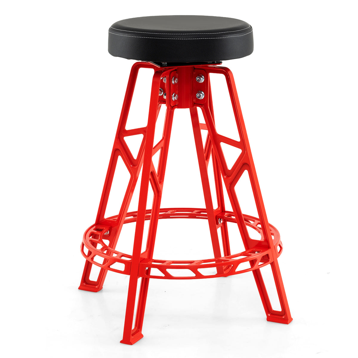 Heavy-Duty Aluminum Garage Bar Chair with 360Â° Swiveling Seat-Red