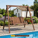 Heavy-Duty Carbonized Fir Wood Swing Frame with Reinforced Bars and 2 Hanging Rings-Brown