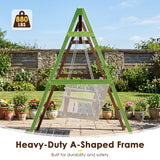 Heavy-Duty Carbonized Fir Wood Swing Frame with Reinforced Bars and 2 Hanging Rings-Brown