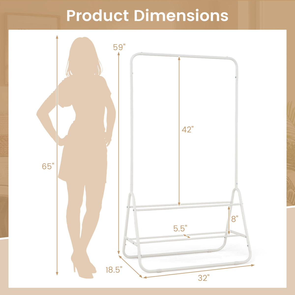 Heavy Duty Clothes Rack with Hanging Rod and Storage Shelves