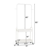 Heavy-Duty Laundry Cart with Hanging Rod and 2 Storage Baskets for Bedroom