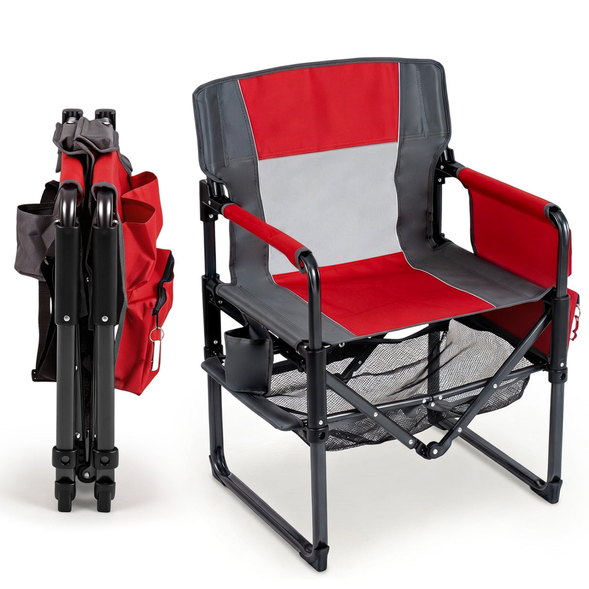 Heavy Duty Outdoor Camping Chair with Cup Holder and Side Pocket