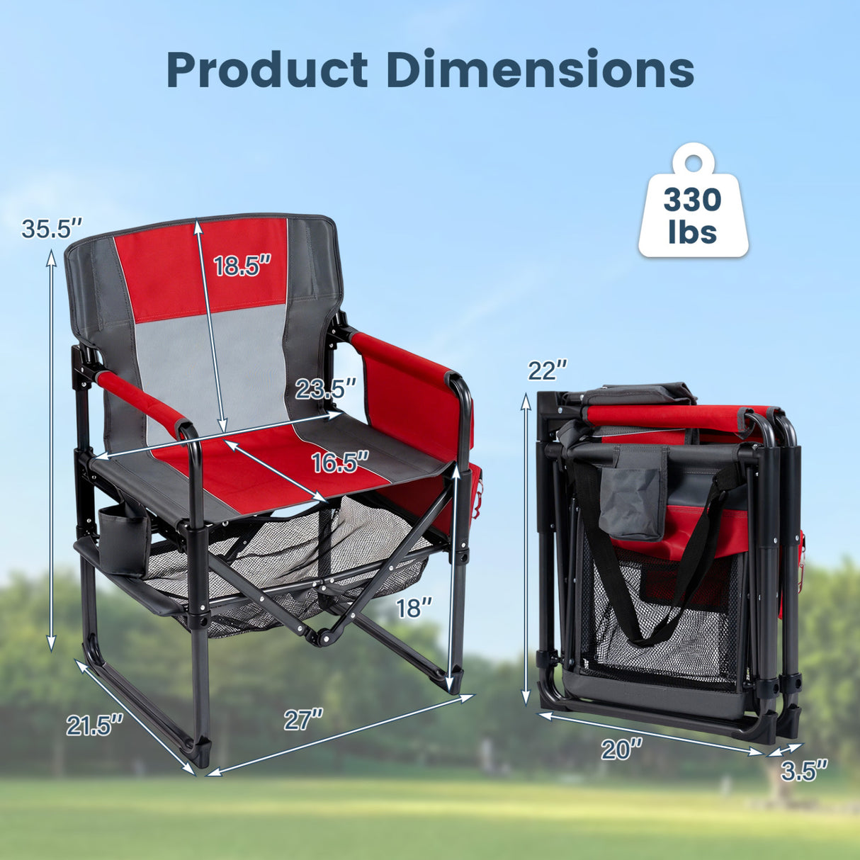 Heavy Duty Outdoor Camping Chair with Cup Holder and Bottle Opener