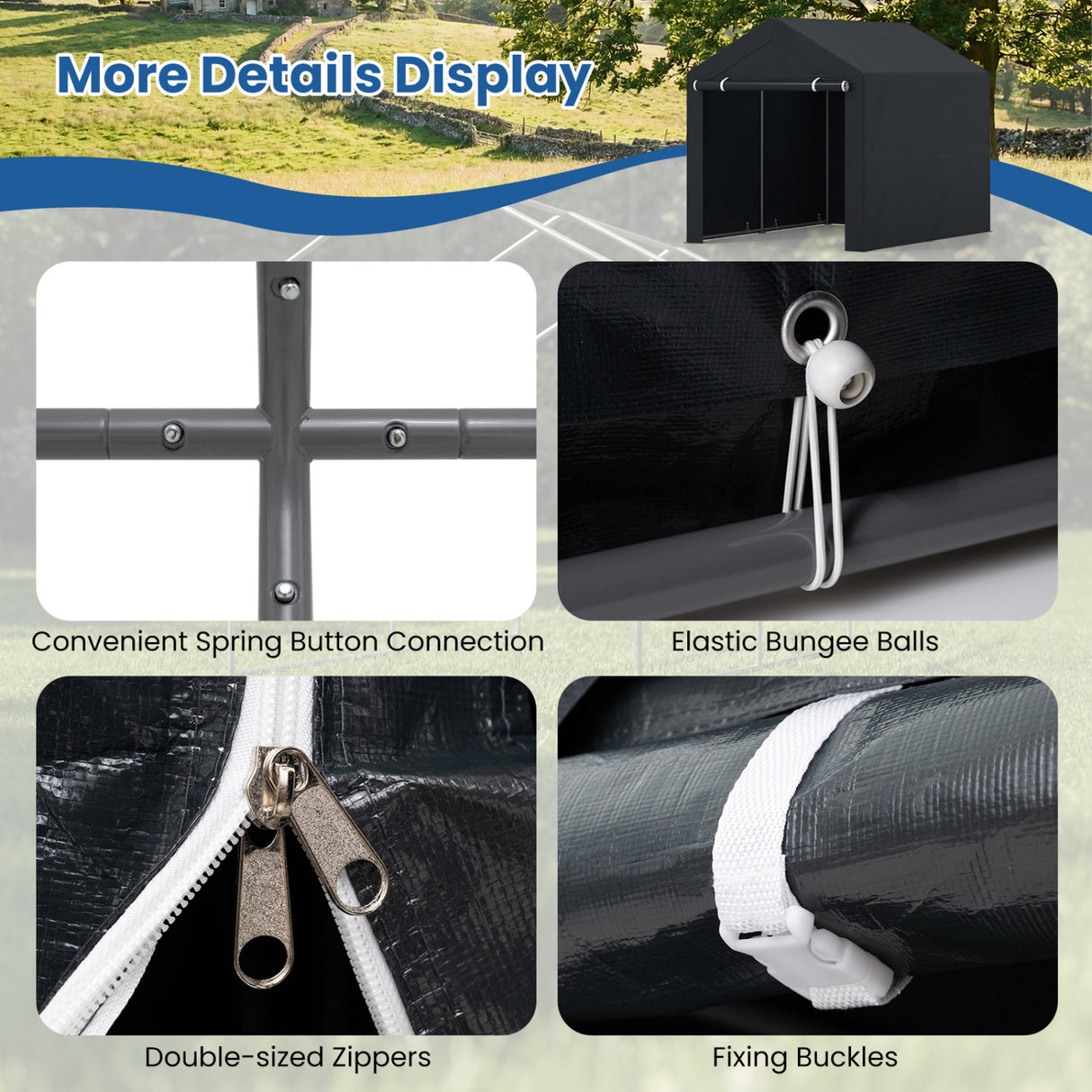 Heavy-Duty Portable Storage Shed with Roll-up Zipper Door