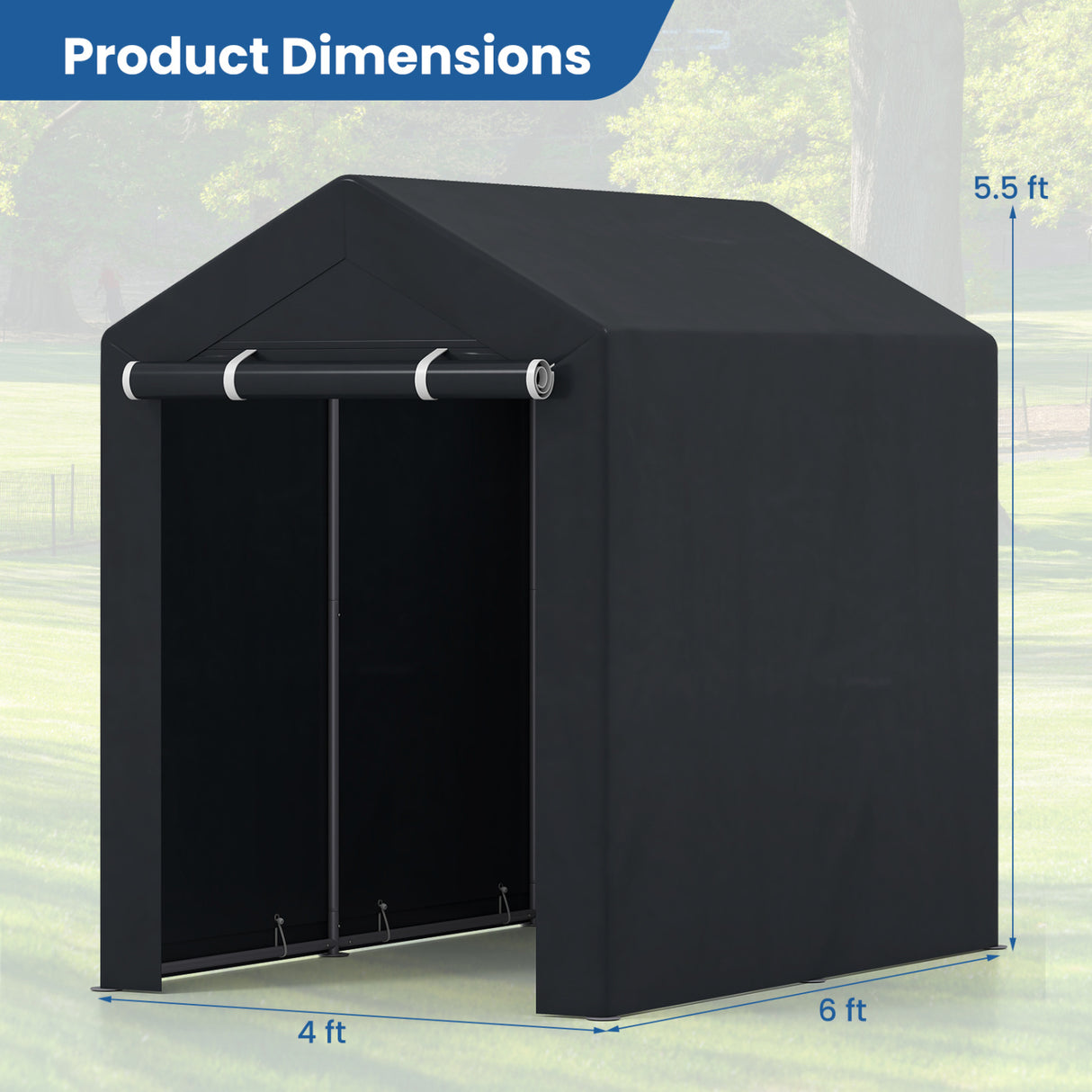 Heavy-Duty Portable Storage Shed with Roll-up Zipper Door