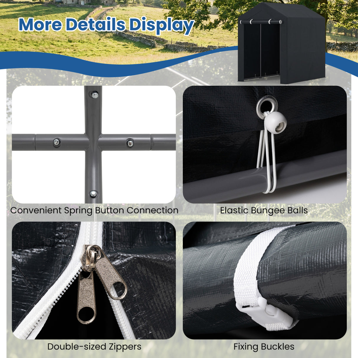 Heavy-Duty Portable Storage Shed with Roll-up Zipper Door
