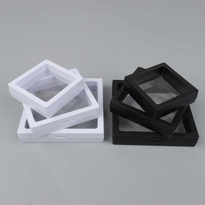1Pc PE Film Jewelry Storage Box Brooch Coin Gems Jewelry Storage Box Dustproof Exhibition Decoration Floating Ring Case
