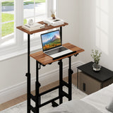 Height-adjustable Mobile Standing Desk with Split Top and Adjustable Angle