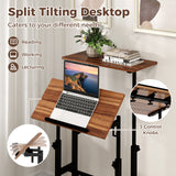 Height-adjustable Mobile Standing Desk with Split Top and Adjustable Angle