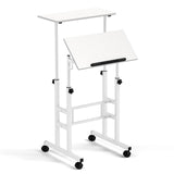 Height-adjustable Mobile Standing Desk with Split Top and Adjustable Angle