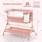 Height Adjustable Bedside Sleeper with Storage Bag and Soft Mattress for Baby