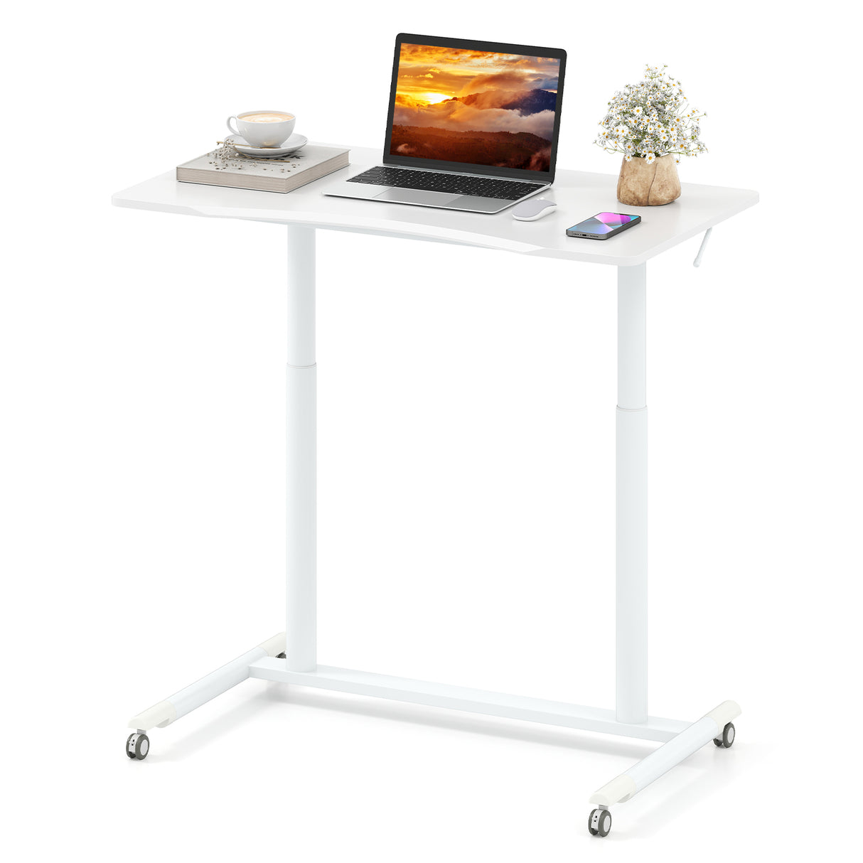 Height Adjustable Computer Desk Sit to Stand Rolling Table