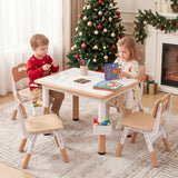Height Adjustable  Kids Table and 4 Chairs Set with Graffiti Desktop and 2 Storage Baskets