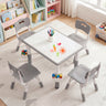 Height Adjustable  Kids Table and 4 Chairs Set with Graffiti Desktop and 2 Storage Baskets