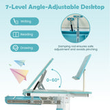 Height-Adjustable Kids Desk with Tilt Desktop and Book Stand