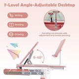 Height-Adjustable Kids Desk with Tilt Desktop and Book Stand