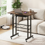 Height Adjustable Laptop Desk with Fabric Drawer Tablet Holder and Lockable Wheels