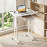 Height Adjustable Laptop Desk with Fabric Drawer Tablet Holder and Lockable Wheels