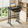 Height Adjustable Laptop Desk with Fabric Drawer Tablet Holder and Lockable Wheels