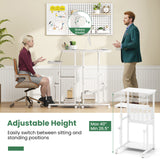 Height Adjustable Mobile Computer Stand-Up Desk with 2 Modes