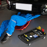2-in-1 Rolling Tool Tray Height Adjustable Work Table with Detachable Part Tray-Black
