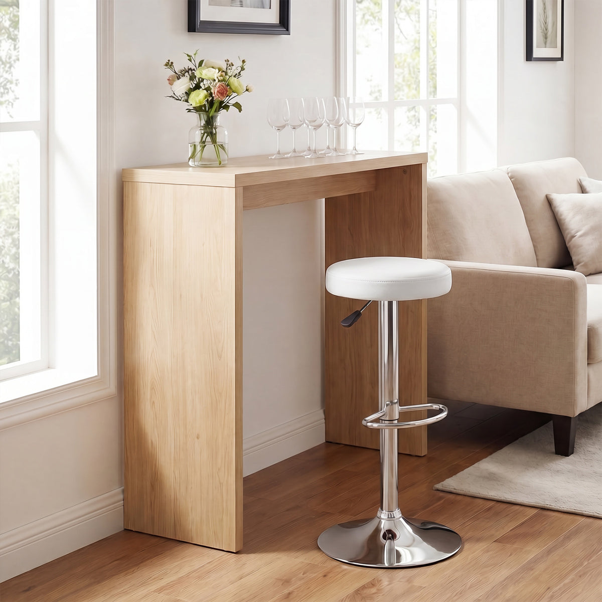 Height-adjustable Bar Stool with 360Â° Swivel for Kitchen & Dining