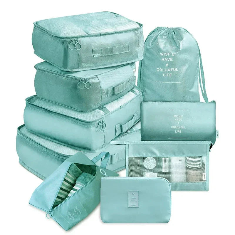 9 Pieces Set Travel Organizer Storage Bags Suitcase Packing Set Storage Cases Portable Luggage Organizer Clothes Shoe Tidy Pouch