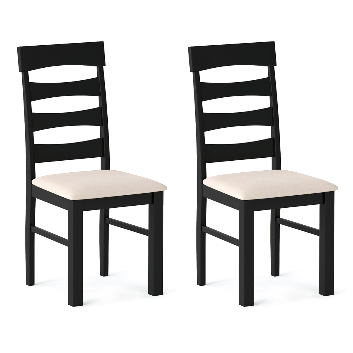 High Back Dining Room Chairs Set of 2 with Padded Seat-Black