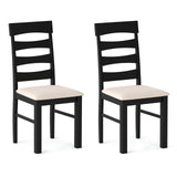High Back Dining Room Chairs Set of 2 with Padded Seat-Black