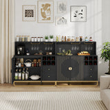 Home Bar Cabinet with Wine Rack Glass Holder and Adjustable Shelf