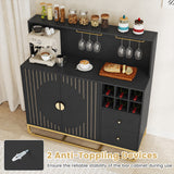 Home Bar Cabinet with Wine Rack Glass Holder and Adjustable Shelf