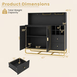 Home Bar Cabinet with Wine Rack Glass Holder and Adjustable Shelf