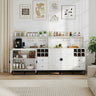 Home Bar Cabinet with Wine Rack Glass Holder and Adjustable Shelf