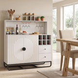 Home Bar Cabinet with Wine Rack Glass Holder and Adjustable Shelf