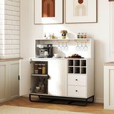 Home Bar Cabinet with Wine Rack Glass Holder and Adjustable Shelf