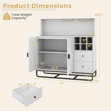 Home Bar Cabinet with Wine Rack Glass Holder and Adjustable Shelf